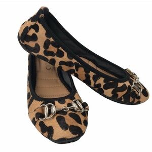 Me Too Leopard Print Slip On Ballet Flats Tan and Black Size 9.5